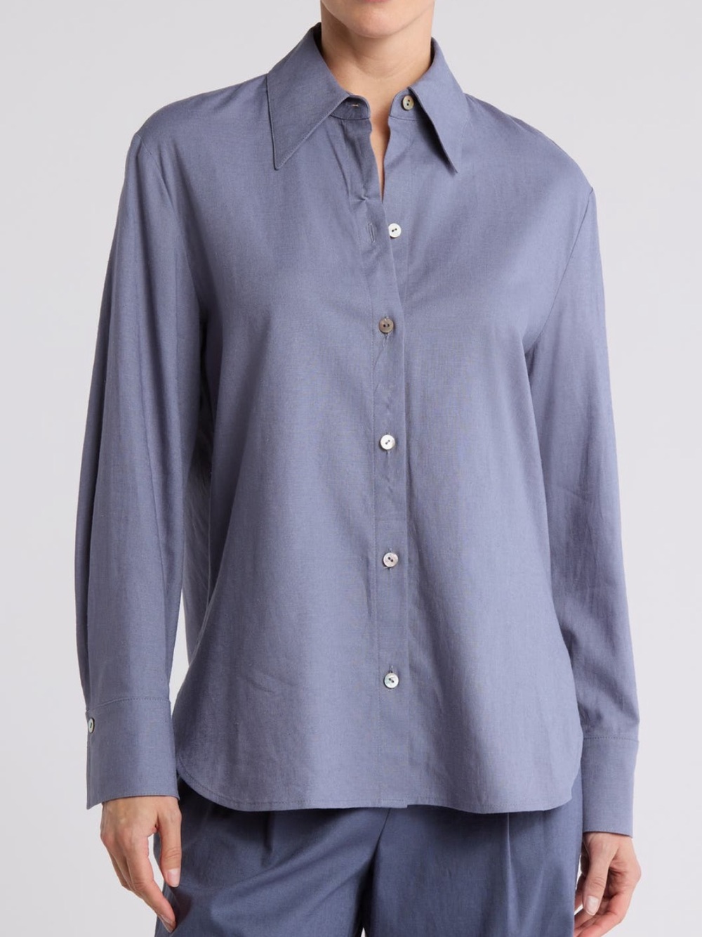 Vince Relaxed Fit Linen Blend Button-Up Shirt